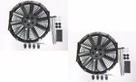 2 x 10" / 25cm Universal Radiator Electric Cooling Fans, Fitting Kits (Slimline)