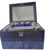 Victorian Travelling Dressing Case Figured Rosewood Silver top Fittings Drawers