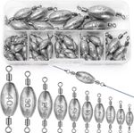 25/45Pcs Olive Fishing Weights with Inner Swivel Sinker Kit - 6/10 Sizes, 3g-40g