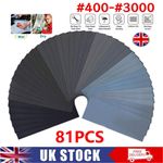 UK 81Pcs Assorted Sanding Wet and Dry Waterproof Sandpaper Sander Paper Tool