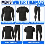 Mens Thermal Underwear Set Long Johns Top Bottom–Full or Half Sleeve Base Layer