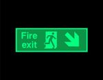  Fire exit diagonal Down right Safety sign - photoluminescent