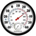 10inch 2-in-1 Outdoor Indoor Large Numbers Hanging Wall Thermometer Hygrometer