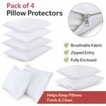4x Pillow Protectors Washable Anti allergic Zipped Entry 100%Cotton 74x48cm Size