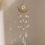 1pc Gold Flame Moon Crystal Suncatcher AB Hanging Ornament Garden Window Decor