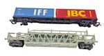 Rake Of 2 Hornby Tri-Ang R342 OO Container Flat Trestle Freight Wagons Unboxed.