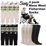 4 pack Mens Wool Rich Fisherman Long Hose Angling Fishing Sea Boot Warm Socks