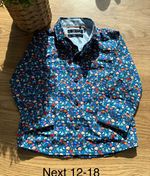 Next Unisex Baby Blue Floral Cotton Button-Up Shirt Long Sleeve Collared 12-18m