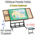 Large Jigsaw Puzzle Table Tilting Table Height Adjustment Drawers Rolling Table