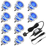 IP68 Outdoor LED Decking Lights 30mm Round BLUE 5W 10 Kit DEC10BL