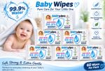 WaterWipes Sensitive Baby Wipes 99.9% Water – Choose Pack Size (6, 12, 18, 24)