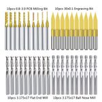 40Pcs Milling Cutter End Mill CNC Router Bit Flat Ball Nose Set Kit