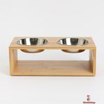Stainless Steel Elevated Pet Bowl with Wooden Stand