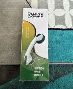 HALTE GRIFE Suction Cup Grab Bar Handle, Tool-Free, Portable, White/Black