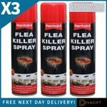 3 x RENTOKIL FLEA KILLER SPRAY 300ML FOR HOME USE DUST MITE HOUSEHOLD KILLER NEW