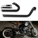 Shortshots Staggered Exhaust Pipes Black For Yamaha V star 650 XVS650 Dragstar