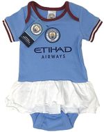 MANCHESTER CITY FC GIRLS BABIES FOOTBALL TUTU BODY BABY GROW KIT DRESS MCFC