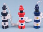 Brand New Seaside Nautical Wooden Lighthouse Cord Pull 3 Colour Choices