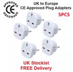 EU Travel Adapter Plug - 5 Pack | UK to Euro Europe Adaptor 2 pin Plugs European