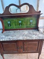 Antique Wash Stand with Marble Top and Green  Tiled Back Dressing Table Console