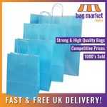 Light Blue Paper Bags with Twist Handles, Strong Gift Carrier Bags, Party, Shop