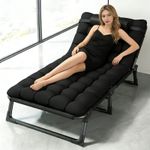 Sun Lounger Folding Recliner Chair Garden Outdoor Bed with Mattress And Pillow