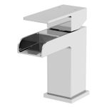 Modern Bathroom Waterfall Mono Basin Sink Mixer Tap Square Single Lever Chrome