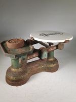  Cast Iron Scales With A Ceramic Plate  H.BUSHELL&SONS YORK  Vintage Collectable