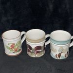 Set of 3 Denby Hand painted floral glyn colledge style mugs vintage