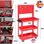 3 Tier Heavy Duty Tool Storage Trolley Cart Garage Workshop 250kg Mechanic Diy