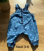 NEXT Baby Blue Star Print Denim Romper One-Piece Sleeveless Button 3-6 Months