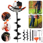 52cc Petrol Earth Auger Post Hole Borer Drill Kit 3 Bits + Extension UK