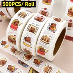 500 PCS Capybara Stickers Roll Waterproof Decorative Decals Stickers Scrapbook