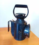 British Rail (1948-1997) Railway Hand Lantern, Black Metal, Red/Blue Lenses