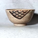 Antique Japanese E-Seto Ware Tea Bowl Modernist Iron-Painted Authentic Kintsugi