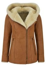 Ladies Sheepskin Jacket B3 Tan White Fur Classic REAL Shearling SHEEPSKIN NV 39