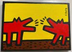 Keith Haring , Painting Oil On Canvas , signed stamped vintage.