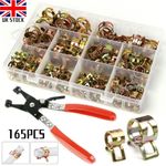165PCS Spring Hose Clips 6-22mm Set with Hose Clamp Plier for Fuel Water Pipe UK