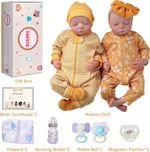 20" Reborn Baby Doll Twins Boy & Girl Lifelike Soft Vinyl Newborn with Clothes