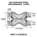 2.25" 57mm Profusion 304 Stainless Steel X Pipe cross pipe Exhaust V8