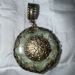 Filigree Natural, Untreated Grade A .Variscite  Early 1900’s Vintage Gold Cen
