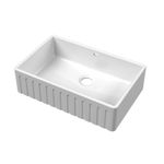 Fireclay Kitchen Single Bowl Fluted Front Butler Sink with Overflow, 795x500mm