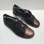 Hotter Shoes Womens Size UK8 Nature Brown Bronze Leather Flats Comfort Two Tone