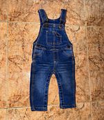 BASINI Blue Denim Baby Dungarees 6-9 Months Unisex Pockets Adjustable Straps