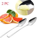  2PCS Thickening Stainless Steel Spoon Grapefruit Dessert With Serrated Edge 