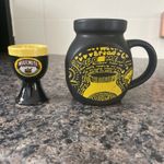 Marmite Jar Novelty Coffee Tea Mug Matt Black & Yellow And Egg Cup 