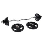 EZ Curl Bar Barbell 2" Weights Set with Olympic Tri-Grip Weight Plates