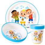 Cocomelon 3pcs Bicolor Kids Dinner Tableware Set Plate, Bowl & Tumbler