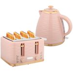 HOMCOM Kettle Toaster Set 1.7L & 4 Slice Toaster Light Pink,Refurbished