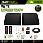 Vw T6 Barn Door Windows With DIY INSTALL KIT and trim